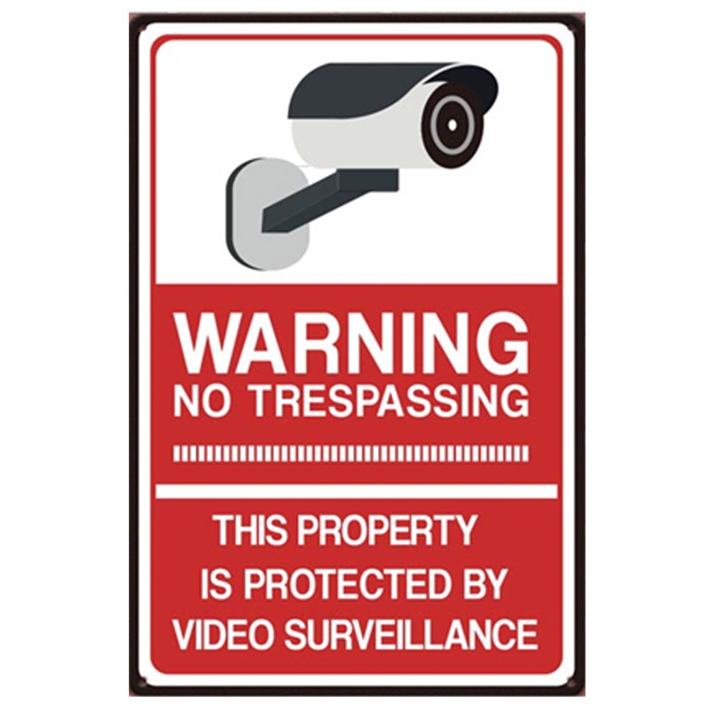 Overvågning advarsel metal plakat overvågning advarsel tin skilte plakat sikkerhed advarselsmærkater videokamera alarm klistermærke