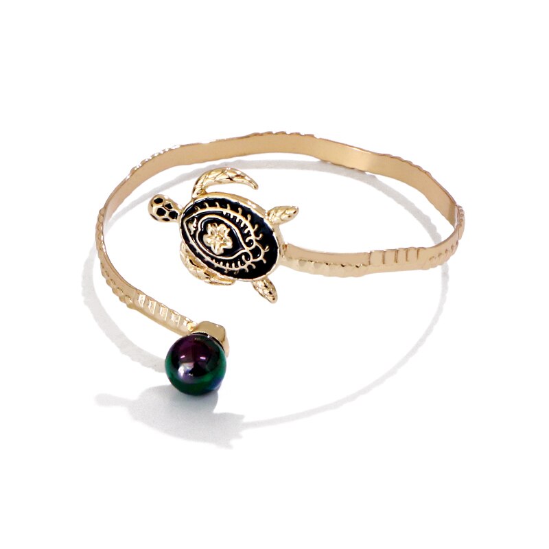 SAY Dia-pulsera de puño abierto para hombre y mujer, brazalete de hoja de Plumeria Polinesia Hawaiana de 7CM, corazón de tortuga, tótem de la suerte, perla de cristal: GJZ662