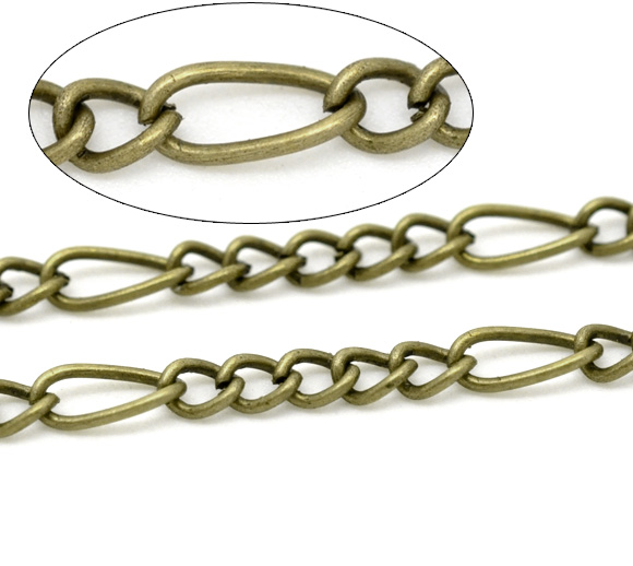 DoreenBeads Antique Bronze Chains Findings 7.5x3.5mm 4x3mm, sold per packet of 2M