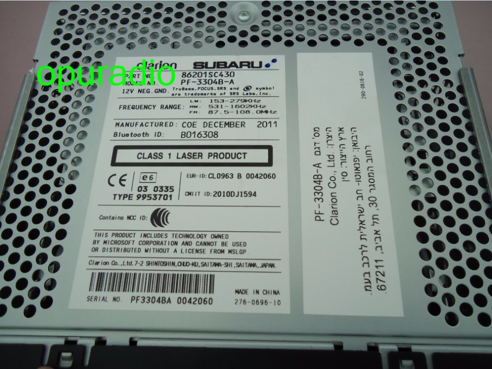 Original 86201SC430 Clarion CD player PF-3304B-A for Forester OEM car radio WMA MP3 USB Bluetooth Tuner