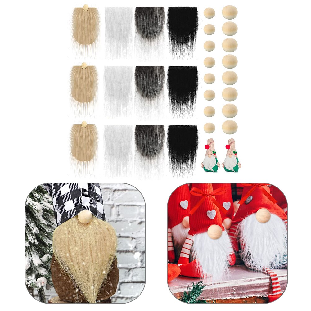 1 set of Pre-Cut Gnome Beard Costume Beard Faux Fur Dwarf Beard with Wood Beads