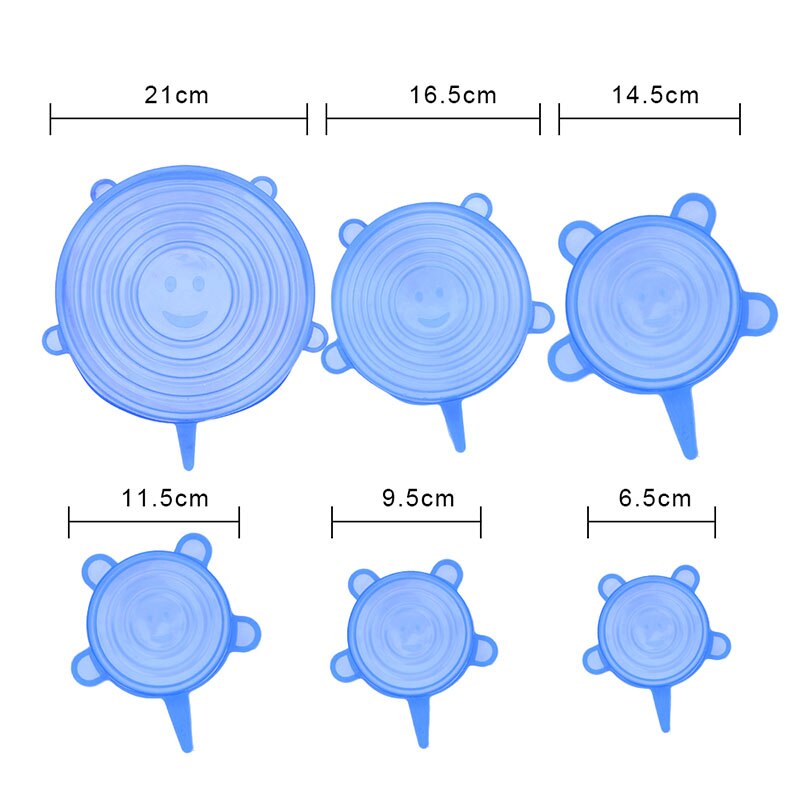 6 stuks siliconen rekdeksels universele siliconen voedselfolie kom pot deksel siliconen deksel pan koken keuken accessoires magische gadgets