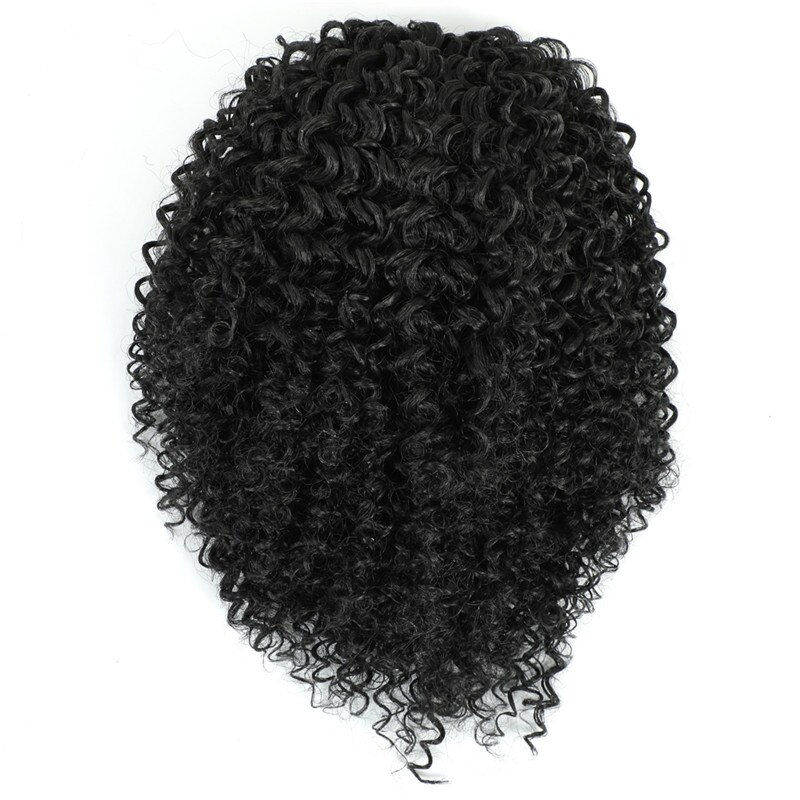 Aigemei Afro Kinky Curly Drawstring chignon Puff Ponytail African Hair Extension Synthetic Clip in Pony Tail Hair Extensions: 1B