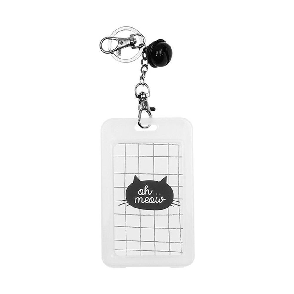 1PC Card Cover with Keyring Chain Card Bag Card Card Holder Bus Pass Plastic Cute Credit ID Cartoon Holder Student K5I9: Cat head