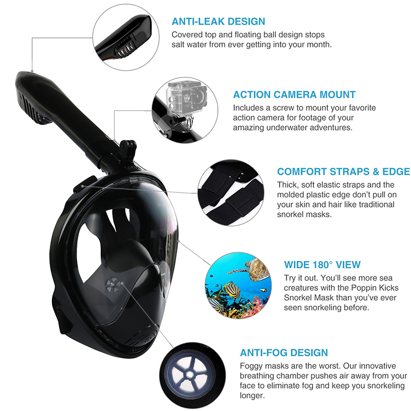Onderwater Scuba Anti Fog volgelaatsduikmasker Snorkelen Ademhalingsmaskers Veilige waterdichte zwemuitrusting voor volwassen kinderen