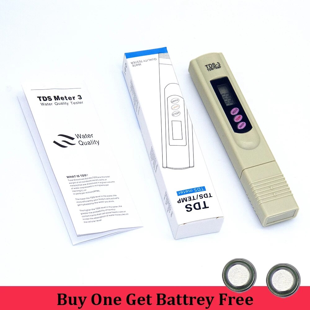 2 in 1 TDS/Temp Tester 0-9990 ppm TDS Meter Water Monitor Purity Analyser Automatic Calibration for Pool Aquariums