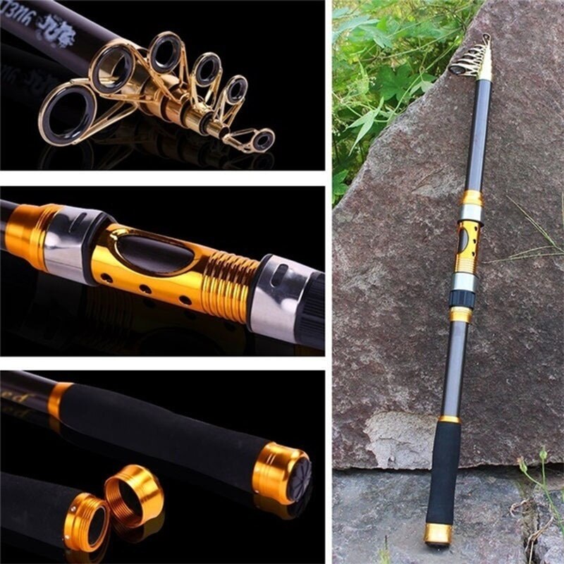 PULLINE Fishing Rod and Reel Set Carbon Telescopic Fishing Rod Pole with 12BB Metal Spinning Reel Sea Saltwater Freshwater Kits