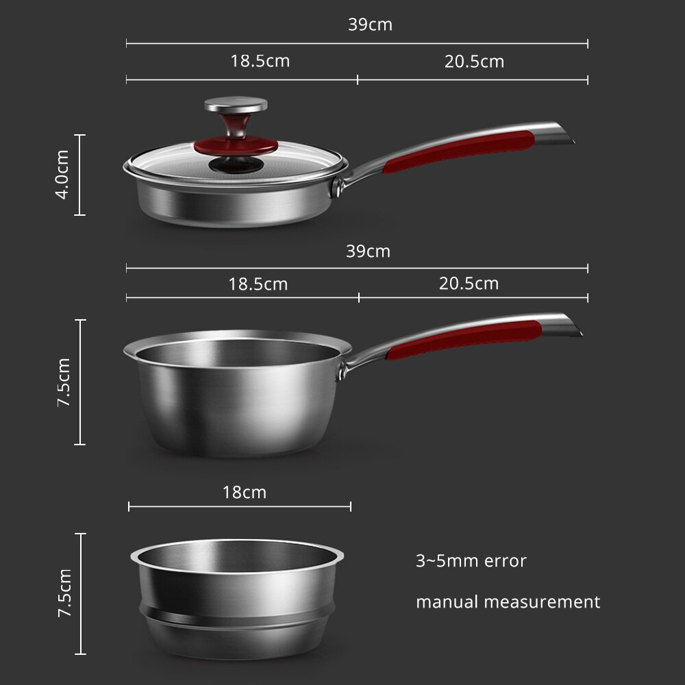 KOBACH kitchen cooking sets 16cm nonstick pan Saucepan stainless steel cooking pots kitchen utensils sets breakfast pots