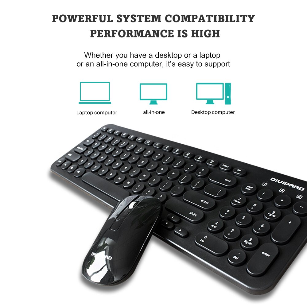 Klawiatura i Mysz Bezprzewodowa WIN HOW SOLUTION - Mini Przenośna Slim Cicha do Domowego Biura i Laptopa