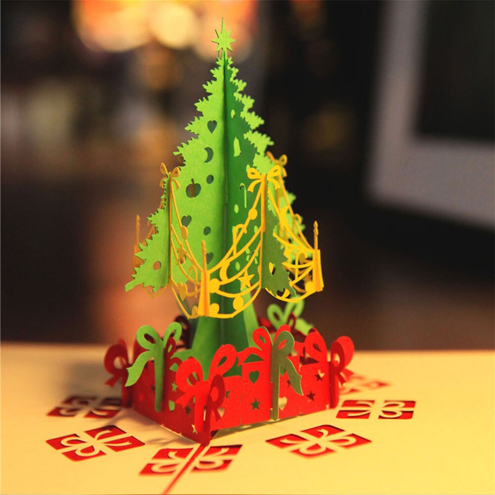 Christmas Cards Greeting Cards 3D Christmas-Tree Post Card For Christmas Greeting Card Happy Year 1Pc