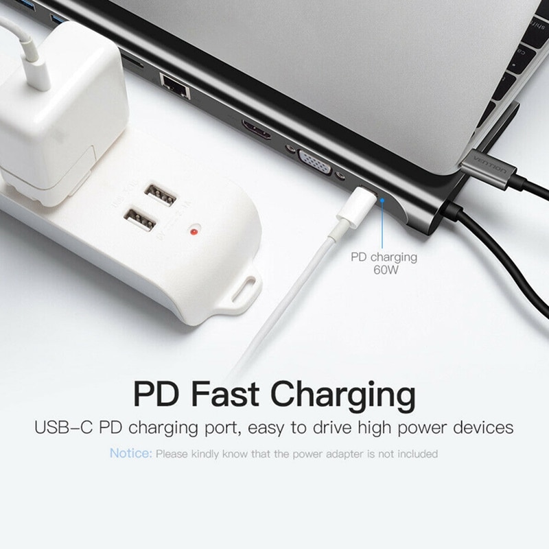 11 in 1 HUB 4K USB Type-C om USB 3.0 TF HDMI VGA RJ45 Mini DP Docking station Laptop Docking Station voor Mac boek voor Huawei