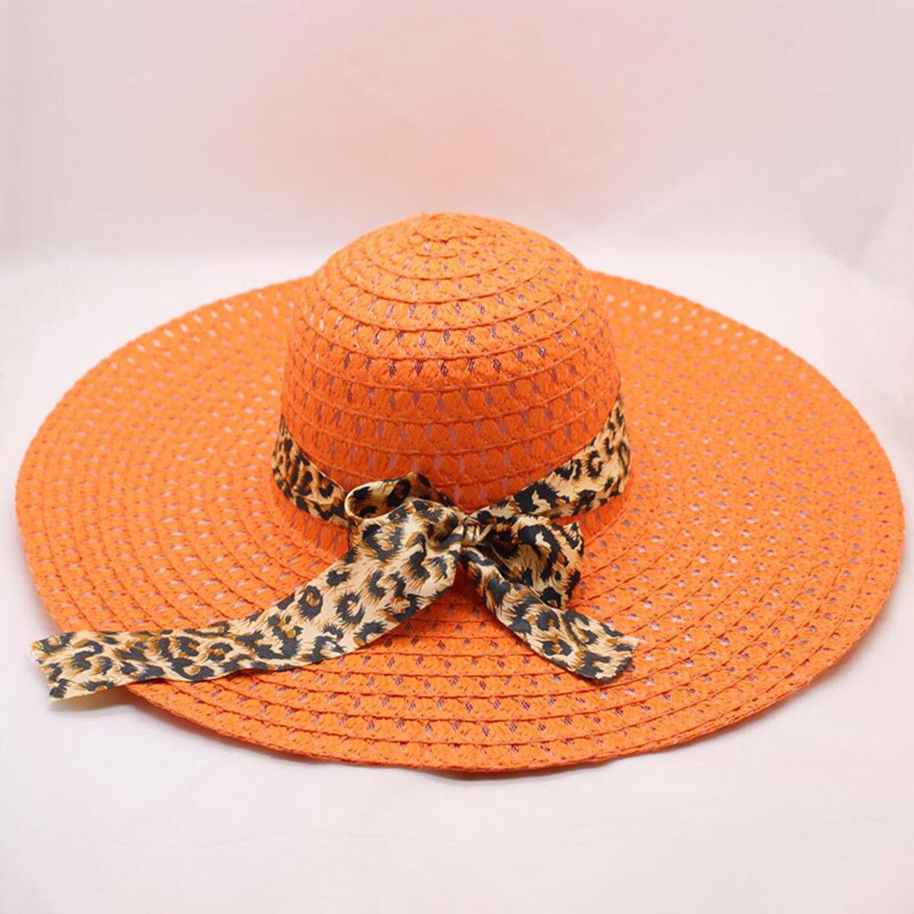 Zomer Strooien Hoed Vrouwen Grote Brede Rand Strand Hoed Zonnehoed Opvouwbare Zon Blok Uv Bescherming Panama Hoed Bone Caps chapeu Feminino: Orange 