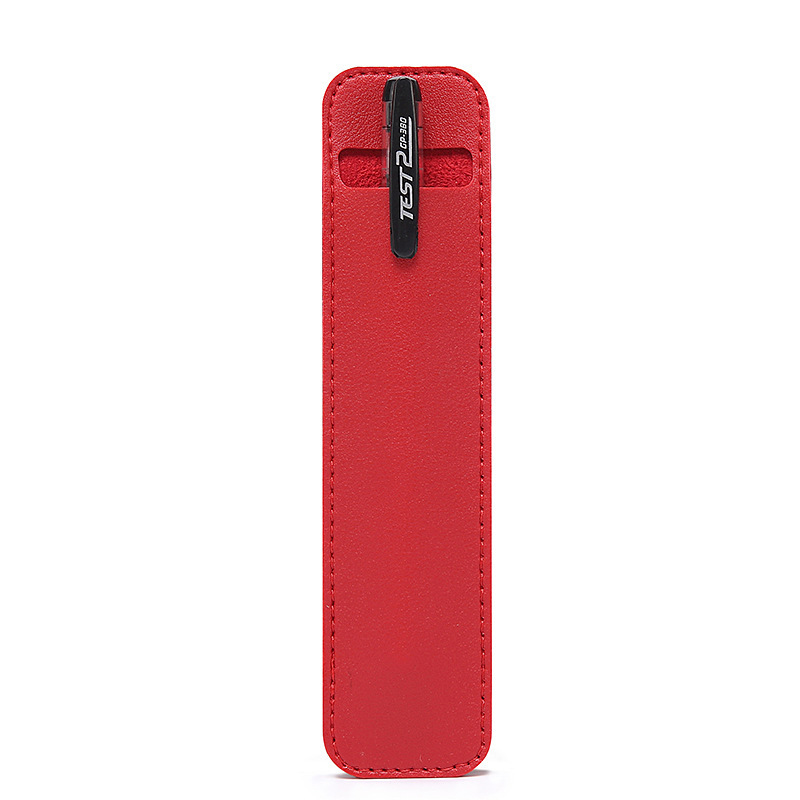 1 Pcs PU Leather Pencil Pen Case Pen Protection Cover Solid Color Hollow Simple Student Stationery Box: Red