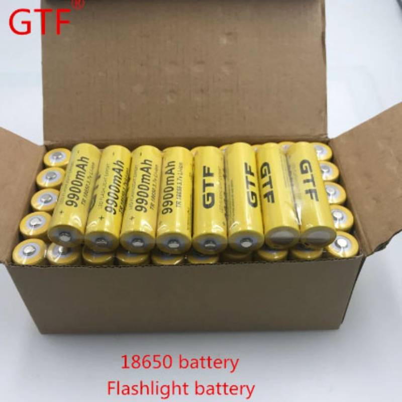 GTF 18650 Original Lithium-ion Battery, 18650 Rechargeable Flashlight, 3.7 V, 9900 MAh for Flashlight+USB Charger