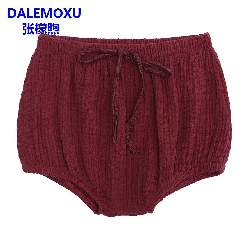 DALEMOXU Baby Ondergoed Zachte Katoen en Linnen Effen Kleur Korte Jongen Meisje Baby Luier Cover PP Korte Ondergoed Voor Baby slipje: Red wine / 18m