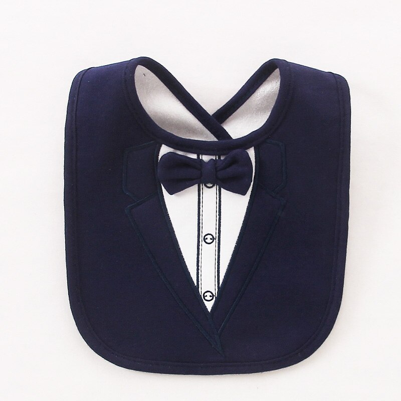 Bavaglino neonato 3 Strati Impermeabile Babys fumare Bavaglini per Bambini Cena Alimentazione Bavaglino saliva Asciugamano bambino Fiocco Rosso Cravatta Signore Baberos t0500: buio blu