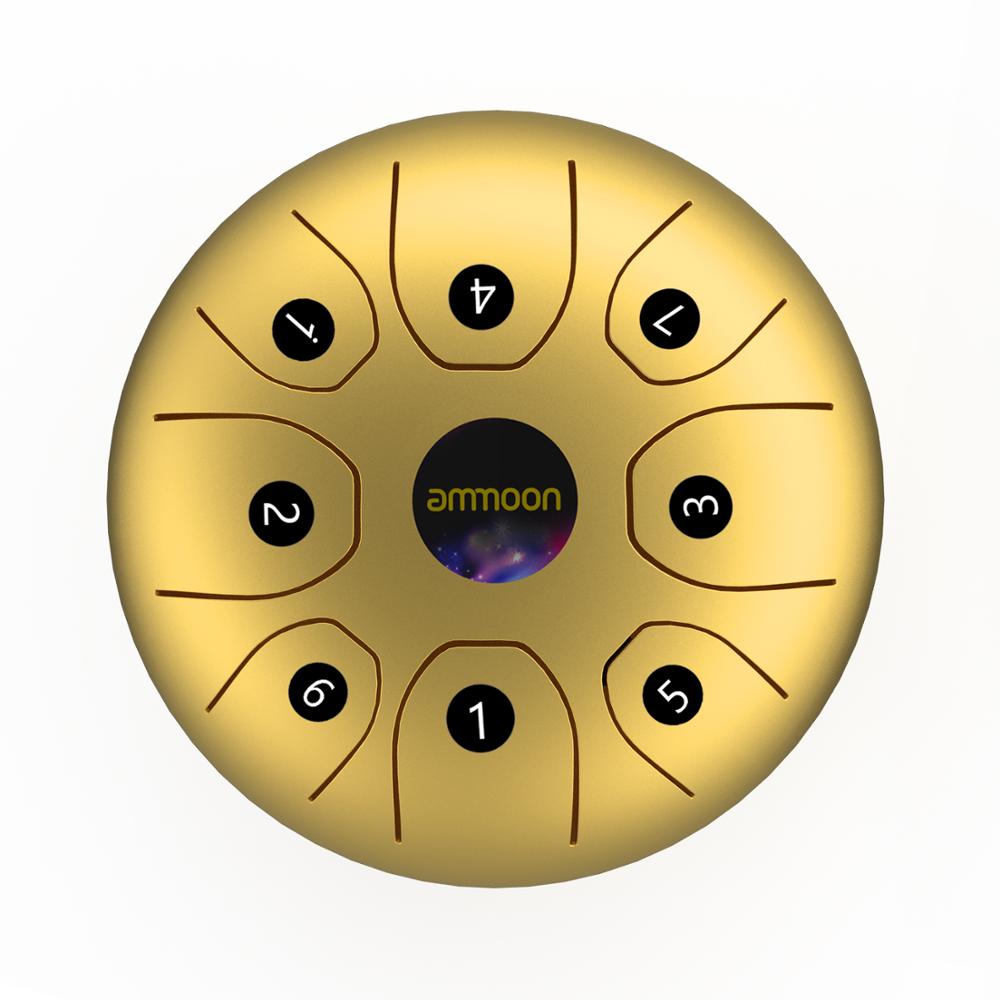 Handpan Drum Steel Pocket Drum with Mallets drum ammoon 5.5 Inches Mini Steel Tongue Drum 8 Notes C-Key Percussion Instrument