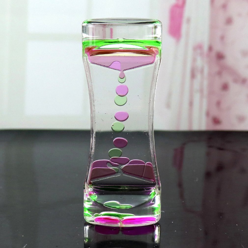 Dryp olie akryl timeglas desktop farvet dekoration flydende bevægelse boble timeglas flydende flydende olie timeglas legetøj: Grøn lyserød