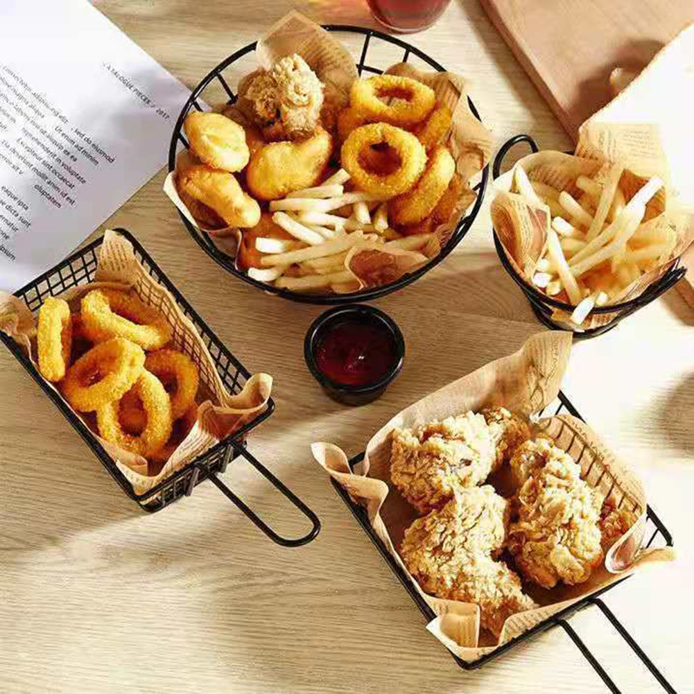 Portable Stainless Steel French Fries Basket Food Bucket Snack Chips Container Mini Frying Basket Strainer Kitchen Cooking Tool