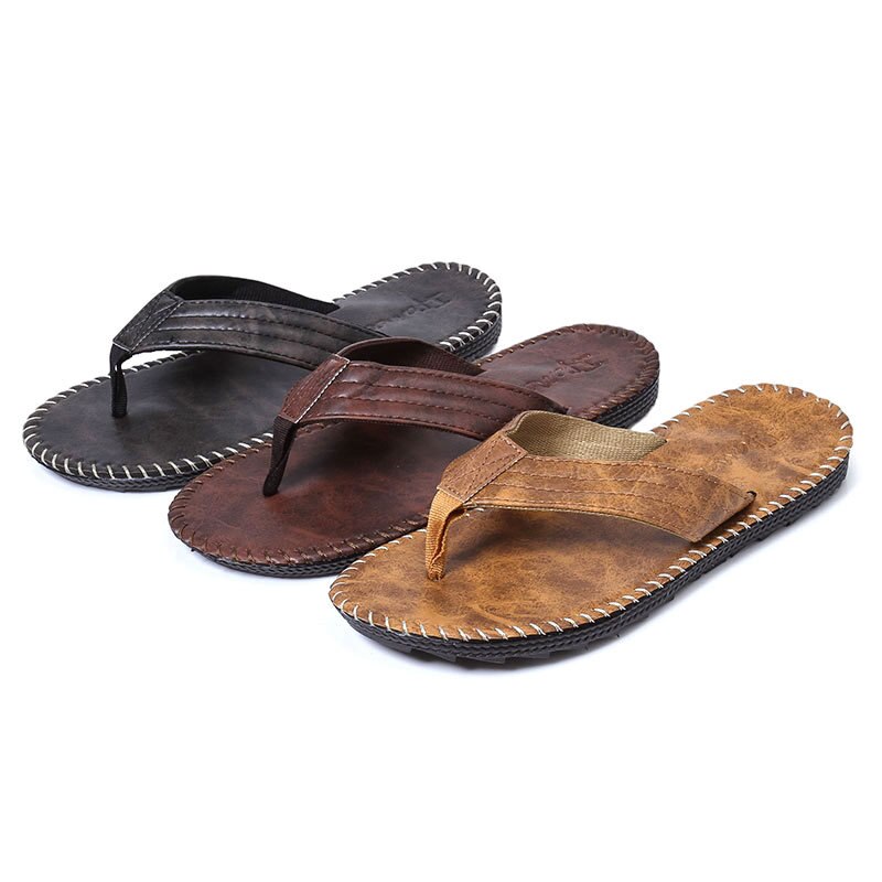 Sommar herr flipflops brittisk stil coola tofflor halkfri tjockbottnad herrskor platta strandskor sandaler zapatos de hombre
