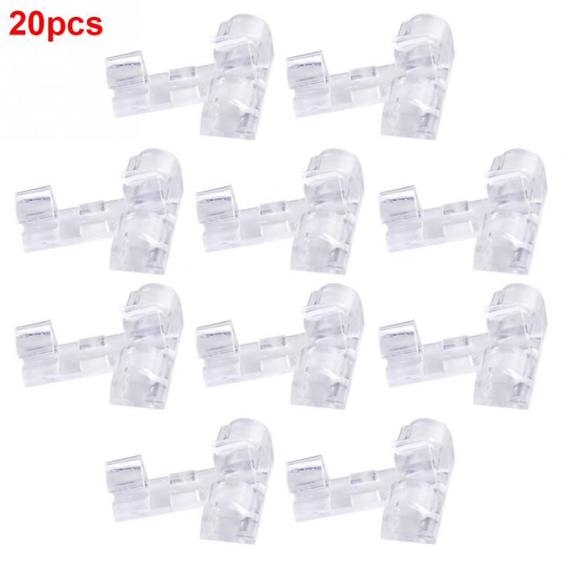 20pcs/pack Self-adhesive Cable Clips Wire Holder Office Management Fasteners Desk Tie Organize Cords Fasteners Accessories: Clear