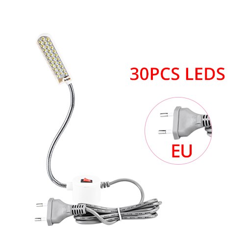 1-3W Industrial Sewing Machine LED Light 10 19 30 LEDs Magnetic Clothing Machine Mounting Base Lamp US EU Plug Work Light: 30 LEDs EU