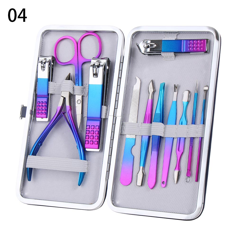 4/7/10/12/15 Pcs Manicure Set Roestvrij Staal Nagelknipper Set Schoonheid Pedicure Mes Professionele manicure Tool Nail Kit: 12PCS