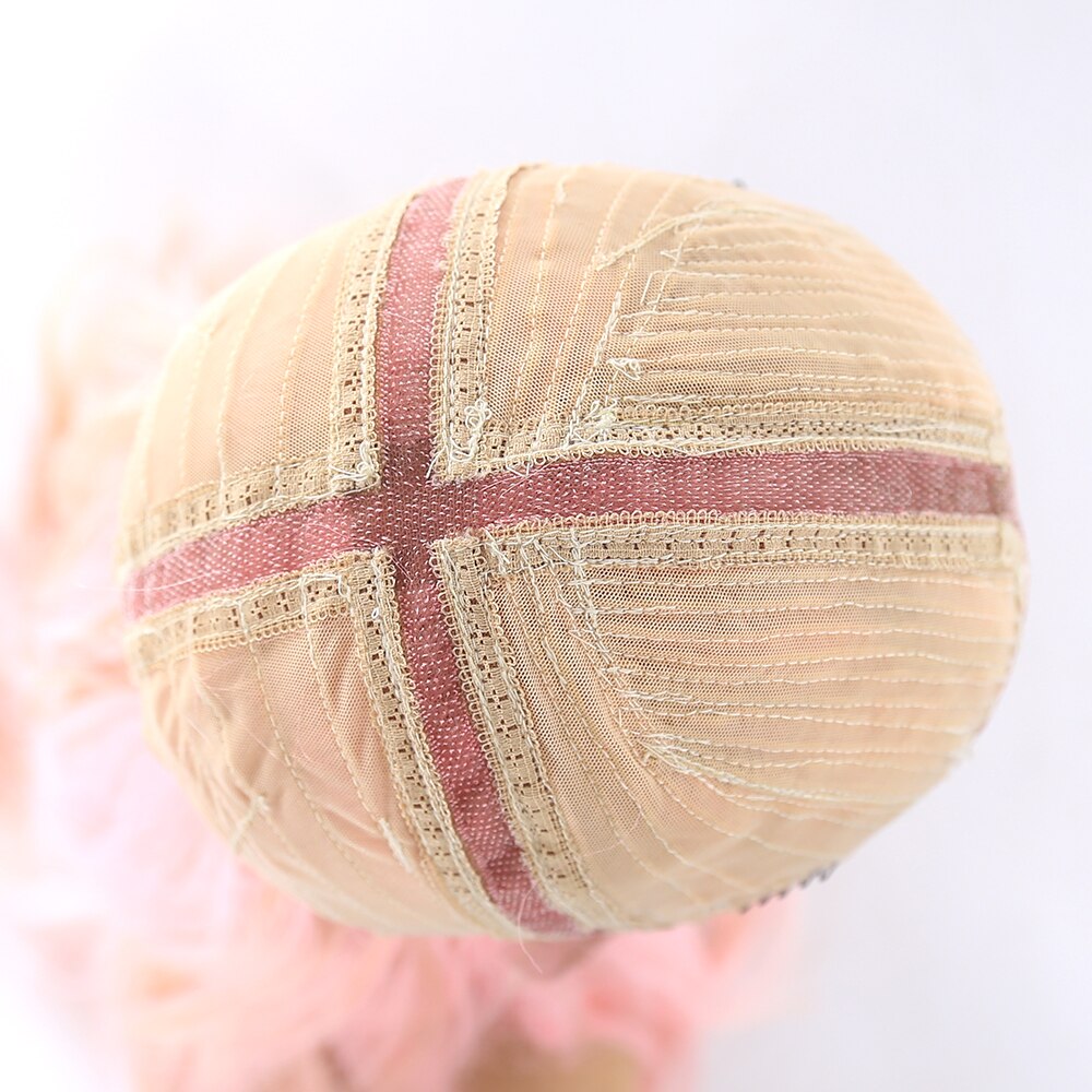Pelucas frontales de encaje sintético de Color rosa SOKU para mujeres negras, peluca de parte media, pelucas de fibra de alta temperatura sin pegamento de 130% de densidad