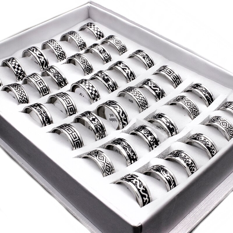 20 Stuks Mix Rvs Ring Sieraden Dragon Hart Verklaring Trouwringen Voor Vrouwen Mannen