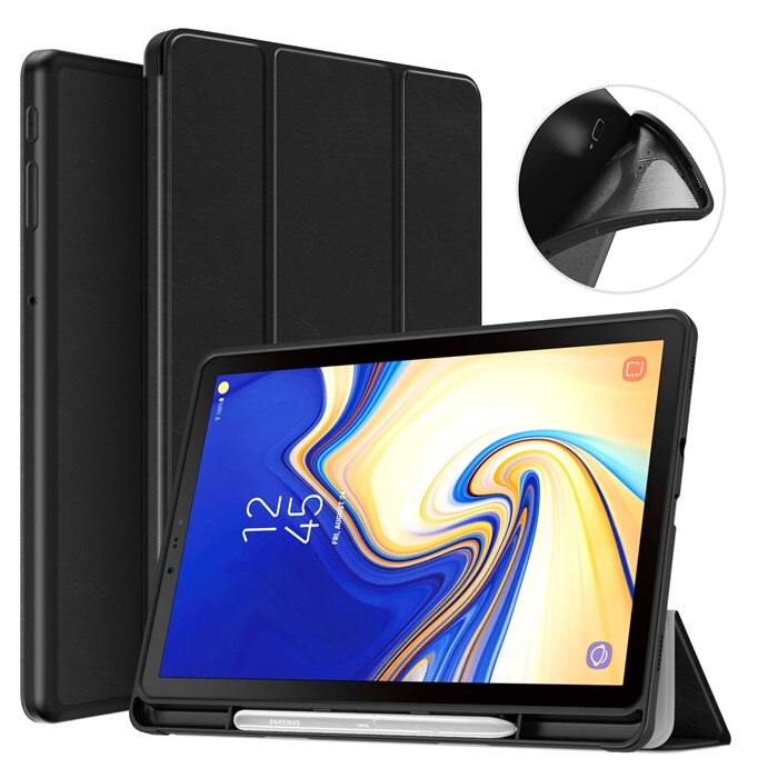 Moko-hoesje voor samsung galaxy tab  s4 10.5 met s-penhouder, zachte tpu ultraslanke drievoudige smart stand-hoes met automatische wake/sleep