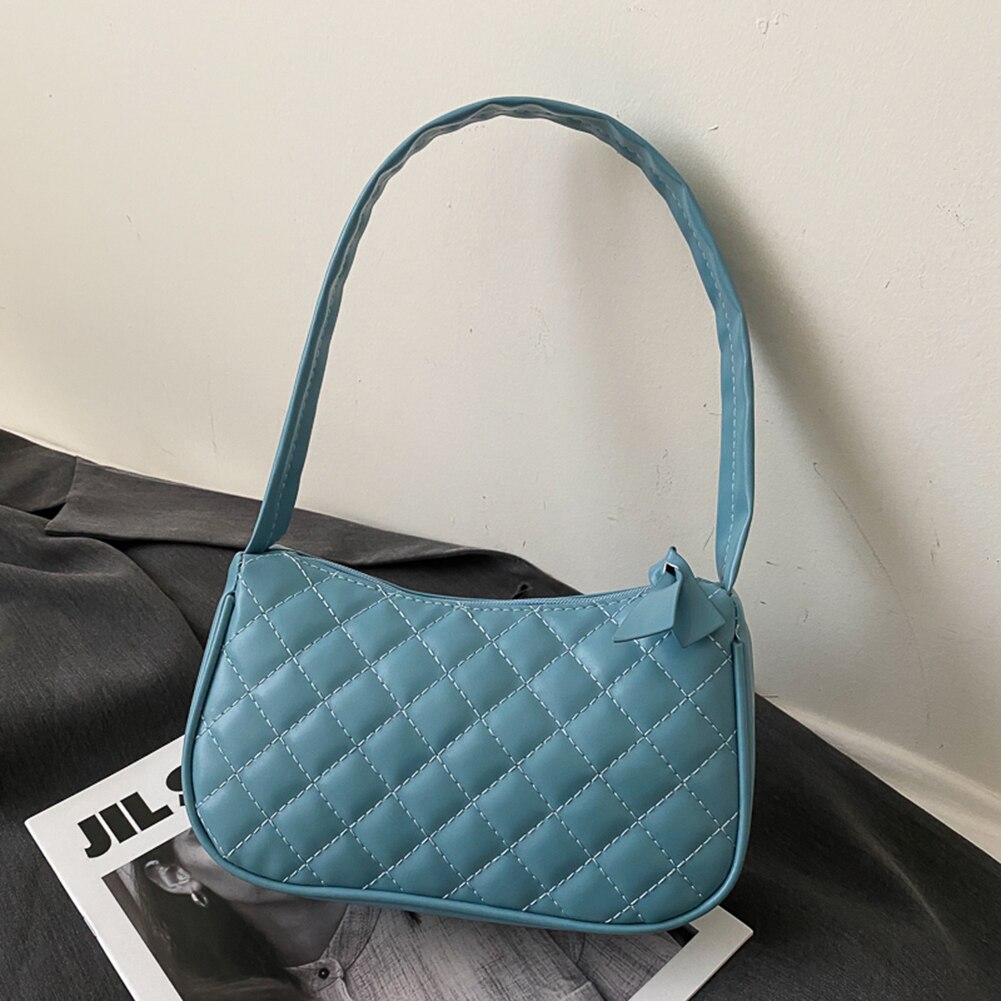 Einfach Umhängetaschen Unterarm Schulter Umhängetasche PU Leder Weiche Taschen Dame Kette Reise Kleine Handtaschen für Frauen: Blau