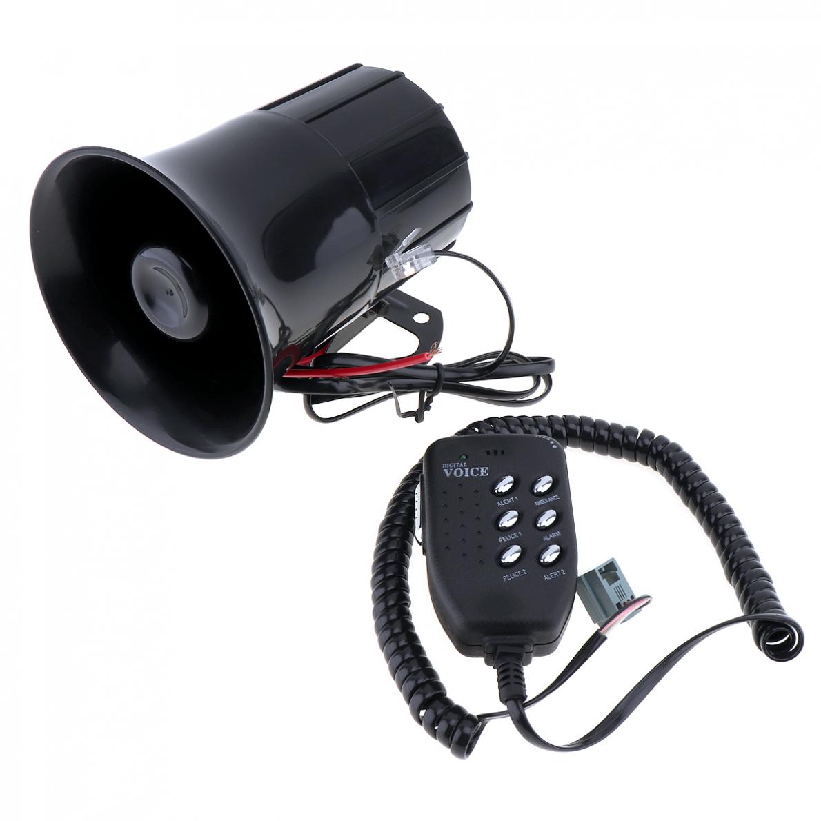 100W 12V 6 Geluid Auto Speaker Luid Alarm Sirene Hoorn 105-115db Met Mic Microfoon Voor Auto Truck