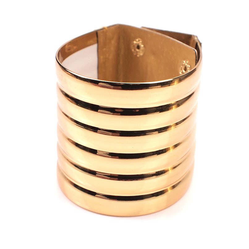 MANILAI-Pulseras africanas grandes para mujer, brazaletes a rayas estilo Punk, joyería India ancha, bisutería Vintage 2022: Gold BL623