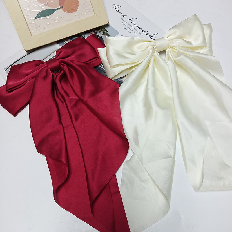 Pinza para el pelo con lazo de gasa para mujer, pasadores de horquilla con lazo grande para niña, Clip para cola de caballo de Color sólido, accesorios para el cabello,: Gris claro