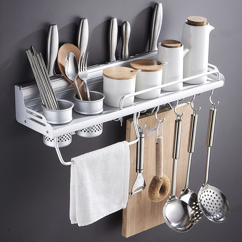 Non-perforating space aluminum knife rack aluminum side rail multi-functional seasoning kitchen utensils storage rack