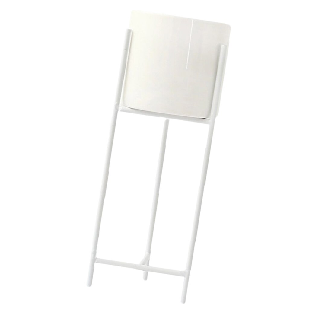 Succulents Flower Pot Iron Art Flower Pot Simple Hydroponics Soil Planting Container Ceramic Planter with Iron Stand: White-M as describe