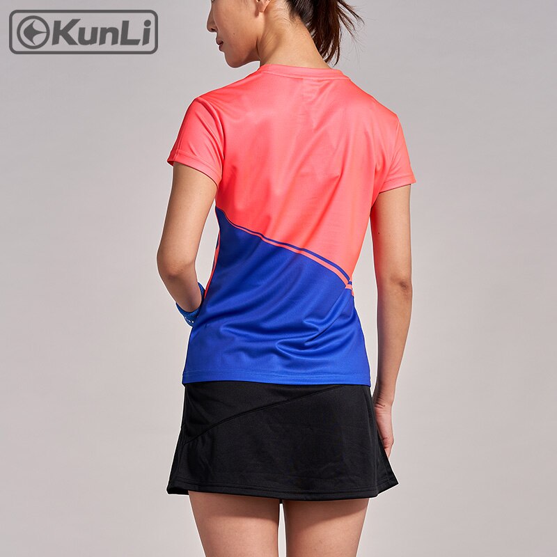 Kunli korte mouwen tennis shirt vrouwen outdoor sport badminton kleding running kleding T-shirt basketbal Volleybal shirt