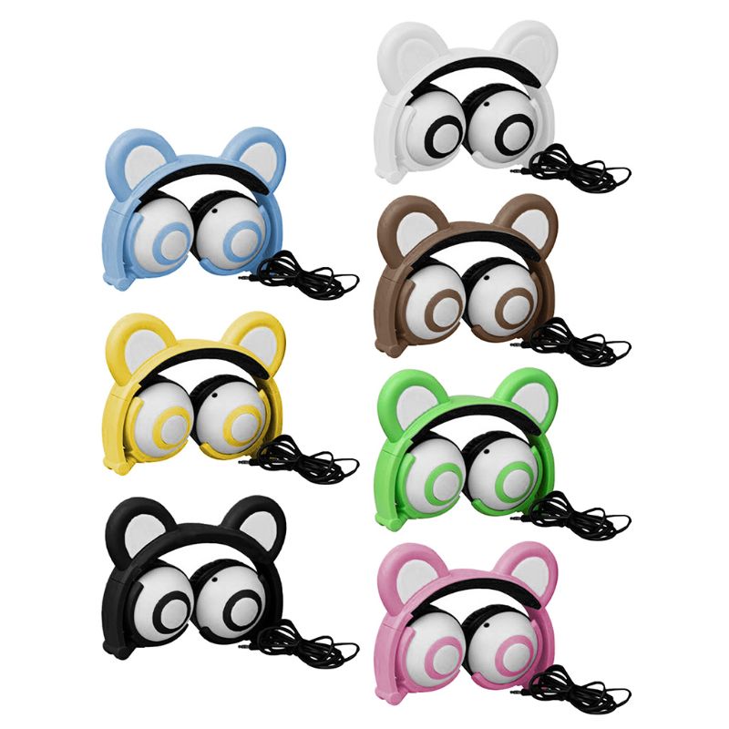 Cute Bear Ears Headset Adjustable Head-mounted LED Light Headphones Foldable Rechargeable Music Boys Girls Earphones