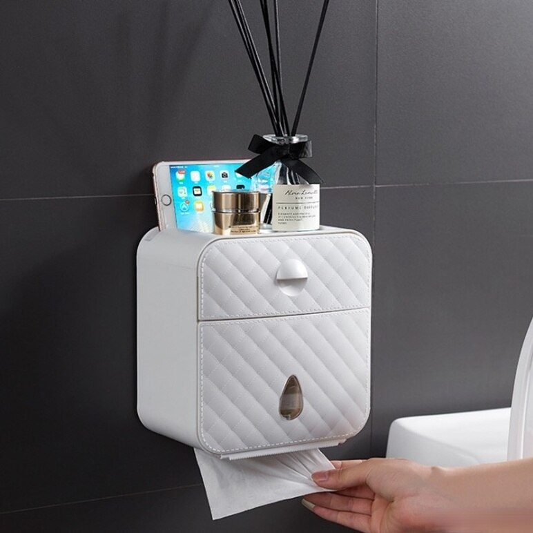 paper holder toilet paper storage box style Multifunctional toilet paper holder waterproof wall mounted toilet paper box