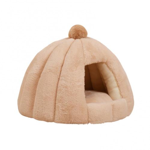 50% Sales! Round Kennel Semi-closed Cat Sleep Winter Mat Small Medium-sized Dogs Pet Nest: Khaki
