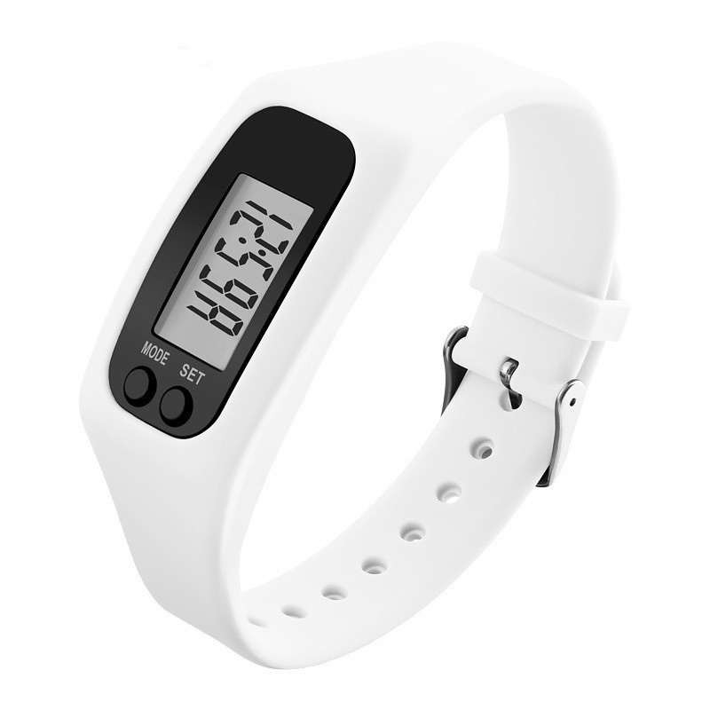Pedometer Watch With LCD Display Walking Fitness Wristband Digital Step Count: WHITE