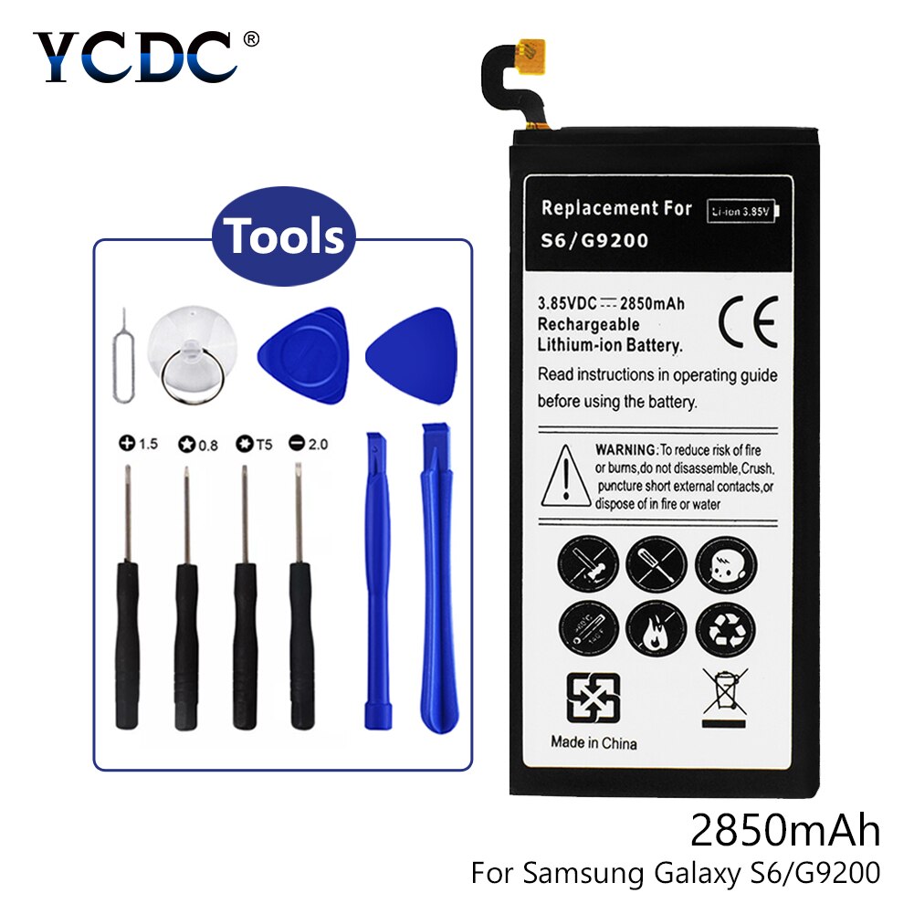 Voor Samsung Batterij Galaxy S6 3.85V 2850Mah G9200 G920F G920I G925S G920A G920T G920P (Sprint) g920V (Verizon) + Reparatie Tools: S6 battery and Tools