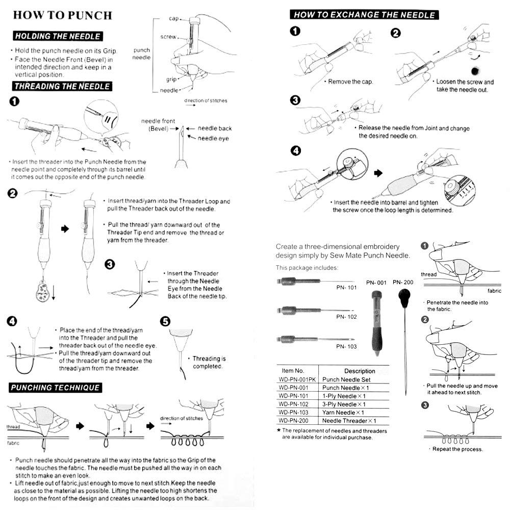 Embroidery Starter Kit Full Set-Magic Embroidery Pen Punch Needle,Hoops,Threads,Stitching Punch Pen Set Craft Tool for Beginner