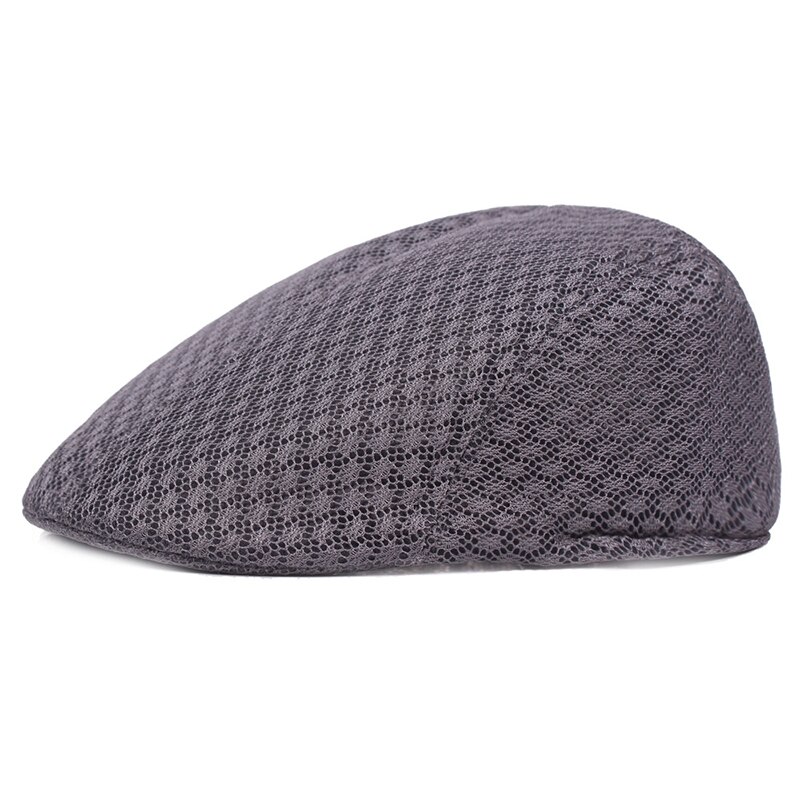 Novedad de , gorras tipo boina de verano informales a la para hombres, gorras con visera de malla, boinas de rejilla, sombreros, gorro transpirable ajustable: Gris oscuro