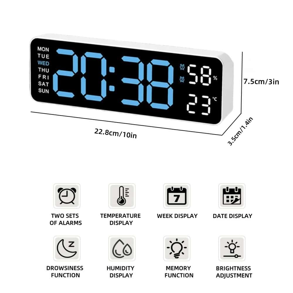 Clock Timer /kitchen/Learning Timer - Battery & USB Powered Dual Alarm Clock ，Temperature， Calendar, Auto-Dim