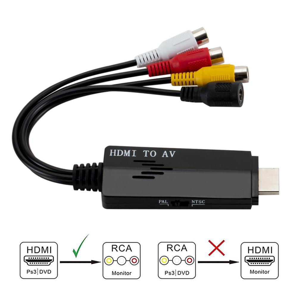 Hdmi para rca adaptador conversor cabo suporte 1080 p hdmi 2av macho para fêmea