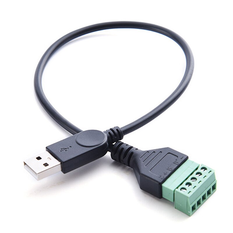 Micro 5 Pin 2.0 USB A Male to 5 Pin Screw with Shield Solderless Terminal Plug Adapter Connector Cable Lead
