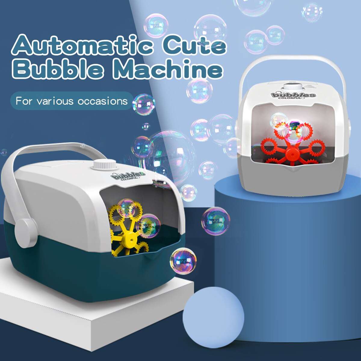 Nuovo valigia bolla macchina automatica di fase di nozze uno-clic bolla con ricaricabile bolla giocattolo per i bambini