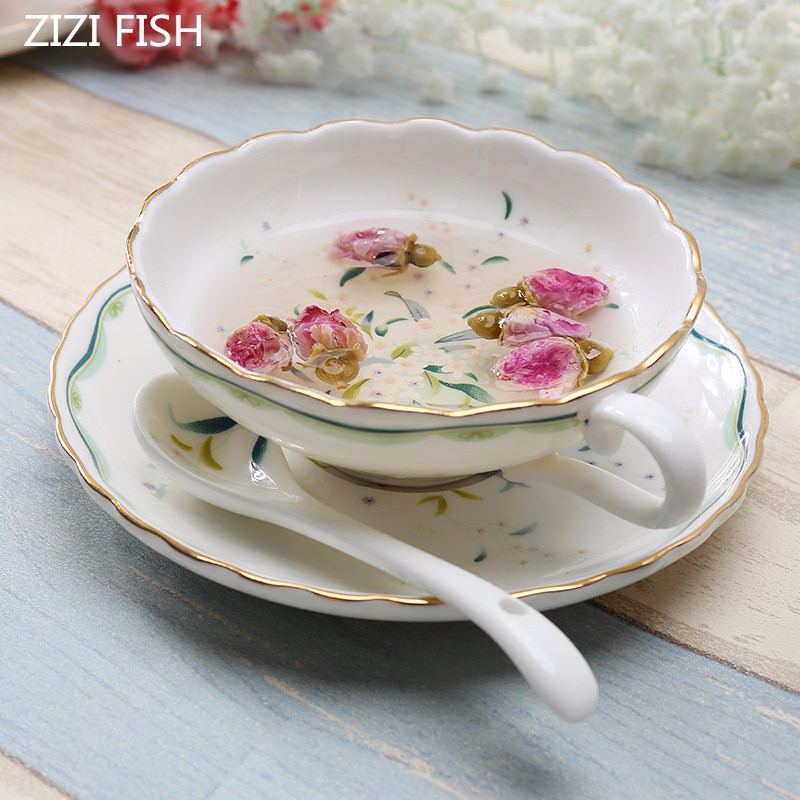 200ML European Style Bone China Coffee Cup and Saucer Set Mug Ceramic Tea Cup Mug For