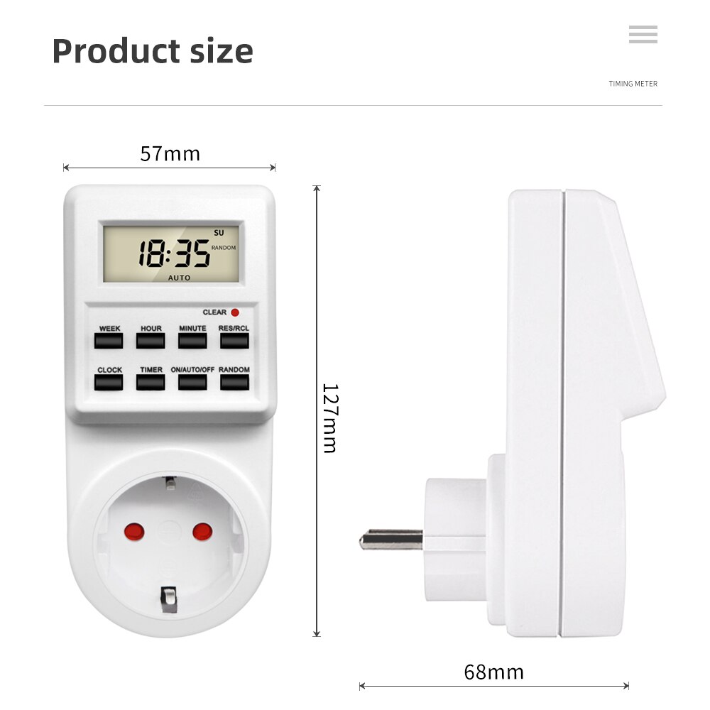 Digitale elektronische Zeitschaltuhr, Steckdose, Küchentimer-Steckdose, 24-Stunden-programmierbare Zeitsteckdose, EU, UK, AU, uns, BR, FR, es, TH-Stecker